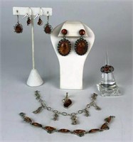 Sterling Silver Jewelry with Amber Stones