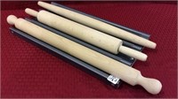 Set of 3 Wood Pastry Rolling Pins w/ Holder