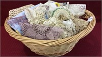 Wicker Basket Filled w/ Various Linens