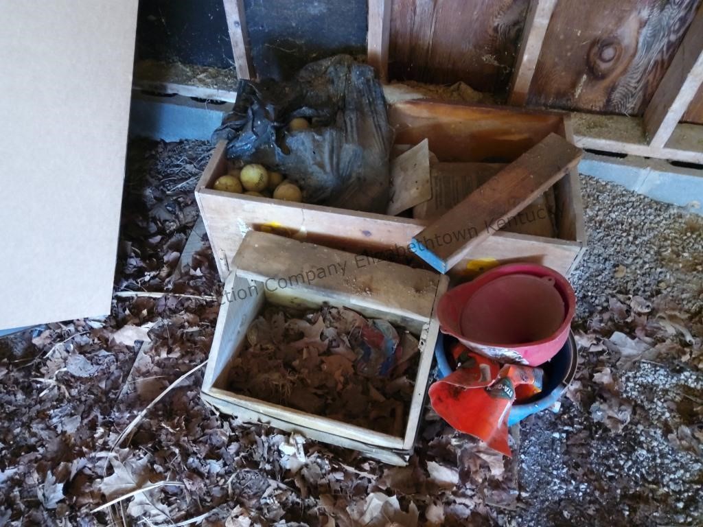 Wooden with contents small mineral feeder bucket