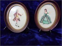 Framed Embroideries of Courting Figures
