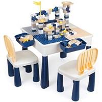 Kids Table and Chair Set with 100PCS Marble Run,
