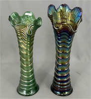 Ripple 12 1/2" & 11 1/2" vases- purple & green