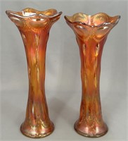 Beaded Bullseye 11 1/2" vases - marigold