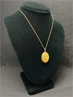C1930 Gold Filled Heart Locket w Chain