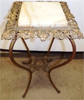 Victorian-Style Paw Foot Marble Top Plant Stand