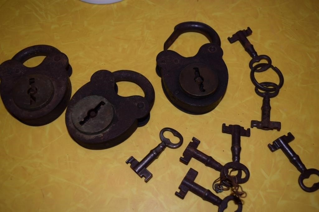 Vintage Locks, Keys & Bowl