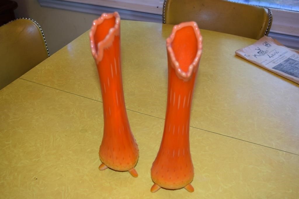 2 pcs Orange Vases