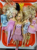 Tray Lot of Assorted Barbies, Mattel, Dolls