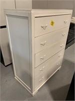 4FT TALL WHITE PAINTED CHEST OF DRAWERS
