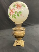 JUNO LAMP BRASS AND GLASS GLOBE HURRICANE LAMP