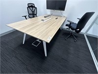 Timber Office Desk Approx 2m x 1.2m & 2 Chairs