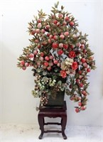 Superb life size Chinese carved jade Peach tree