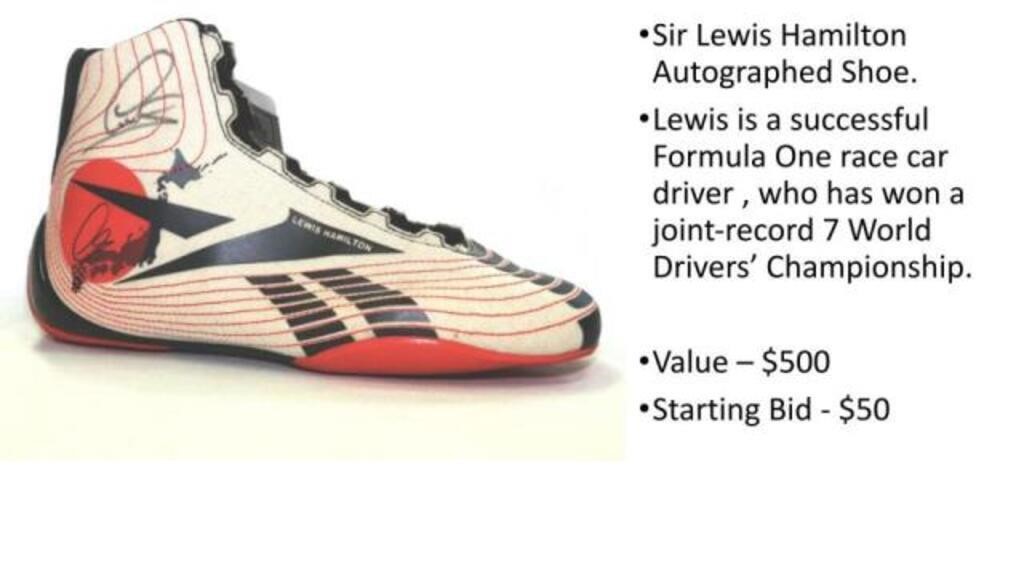 Sir Lewis Hamilton Autographed Shoe