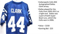 Colts #44 Autographed Dallas Clark Jersey