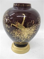 Applause By Erte Ruby Red Glass Vase w/ Pedestal