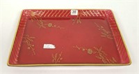 Antique Moser type cranberry tray - 13" x 9"