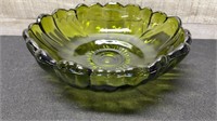 Vintage Indiana Olive Green Serving Fruit Bowl 11"