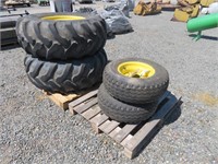 Assorted John Deere Tractor Tires and Rims