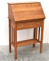Arts & Crafts Style Oak Drop Front Desk