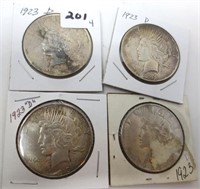 4 - 1923-D Peace silver dollars