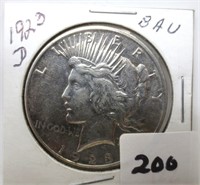 1923-D Peace silver dollar, AU