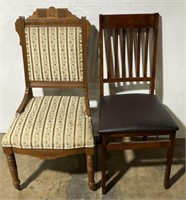 (E) Upholstered Side Chair & Slatted Back Side