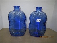 2 Blue 9" Glass Bottles