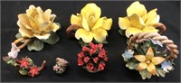 7 SMALL PIECES OF CAPODIMONTE FLORAL FIGURINES