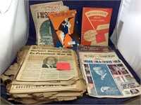 Pile Of 1908 To 1964 Papers + Vintage Sheet Music