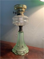 VICTORIAN GREEN GLASS KERO LAMP