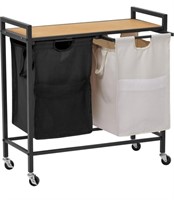 2-Compartment Laundry Basket with Wheels