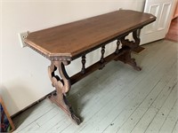 Jacobean style Sofa Table w/stretcher base