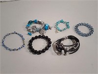 Six Bracelets- Blacks & Blues