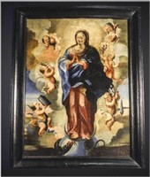 18th CENTURY SPANISH "MARY QUEEN OF HEAVEN" OIL