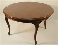 ANTIQUE CONTINENTAL CARVED MAHOGANY ROUND TABLE