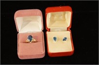 14 kt Pear Shaped Iolite Ring & matching earrings