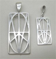 Lot of 2 Sterling Silver Modernist Pendants