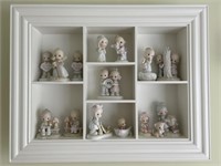 Fifteen Precious Moments Figurines Shadow Box