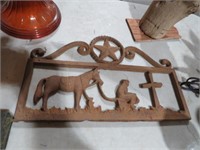 CAST IRON PRAYING COWBOY WALL PLAQUE