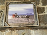Vintage Framed Large Western Stagecoach Photo