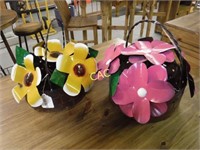 2pc Metal Flower Baskets