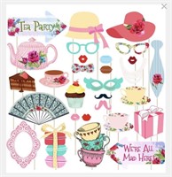 TEA PARTY PHOTO BOOTH PROPS 9IN 30PCS