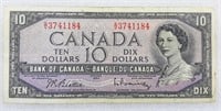Billet de 10$ CANADA 1954 avec préfixe S.V