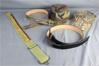 Lot of Leather Camo/Cotton Belts w/ Camo Hats