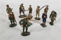 9 Cast Metal Army Soldiers, Squadron Rubin Etc.