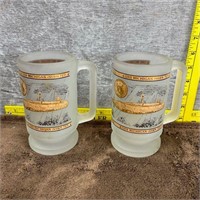 2 Vintage USS Michigan Frosted Souvenir Mugs