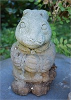 Vintage Concrete Rabbit Girl Garden Statue