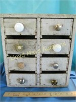 Folk Art Wood Crate Kitchy 8 Drawer Mini Cabinet