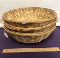 Set of 5 Large Woven Vintage Bowls / Baskets